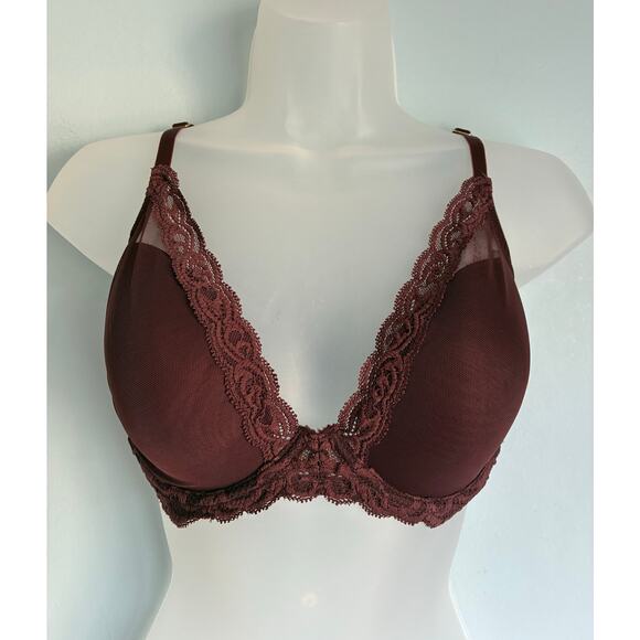 Natori Bra Feathers Plunge T-Shirt Basics Magenta 36D NWT - Picture 1 of 9